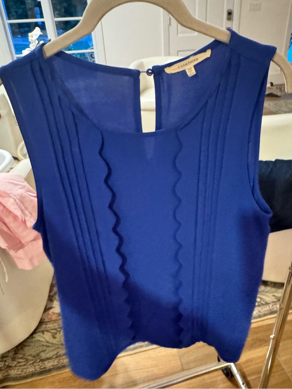 41 Hawthorn Sleeveless Scalloped Pintuck Shell in Royal Blue